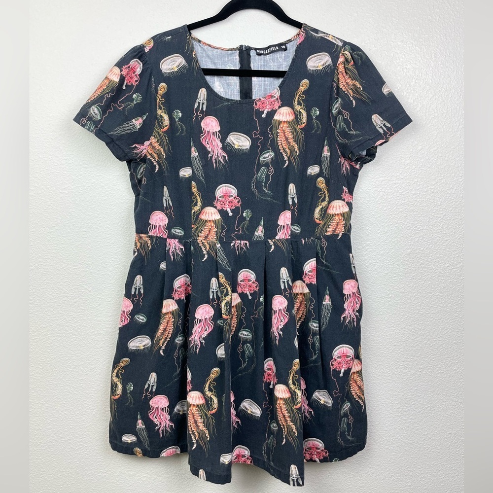 Dangerfield Women's 16 Feeling Jelly Mini Dress All Over Print Organic Cotton